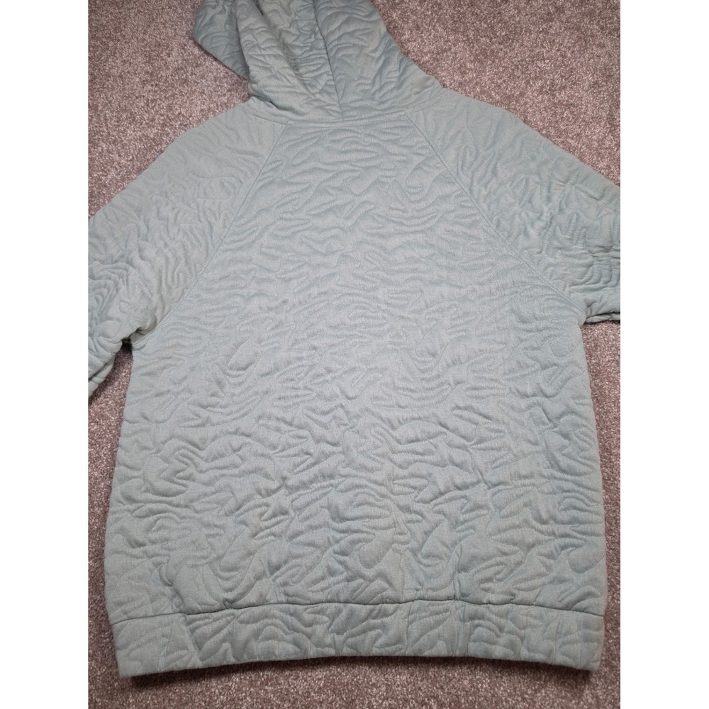 Nine West Sage Green Textured Quilted Pullover Hoodie Sweatshirt Womens Size M - Picture 8 of 10